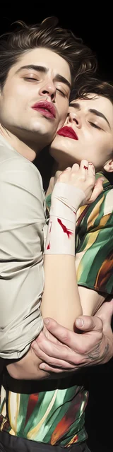 Free dark romance bookmark featuring a couple embracing at the elbow